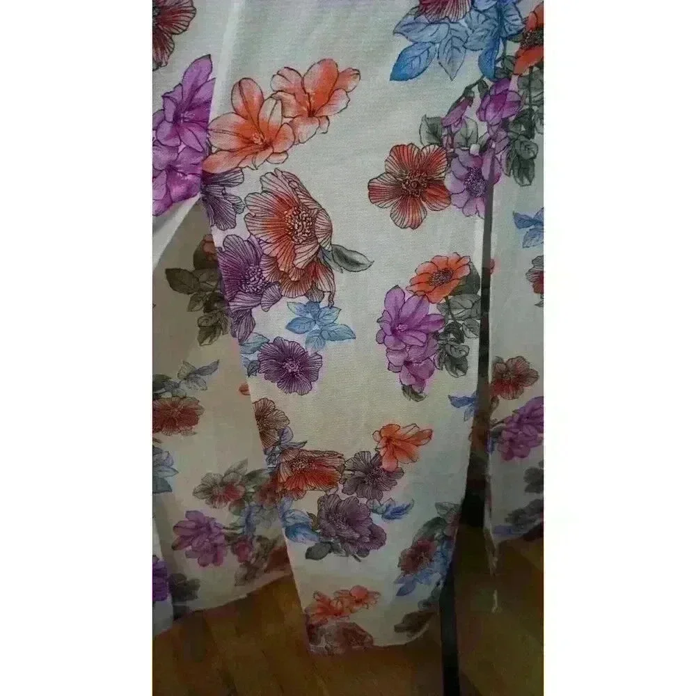 Crystal Sky White Floral Maxi V-Neck Flutter Short Sleeves Boho Dress Size 9 - Picture 4 of 15